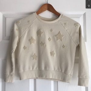 Gymboree girls cropped glitter star sweatshirt
